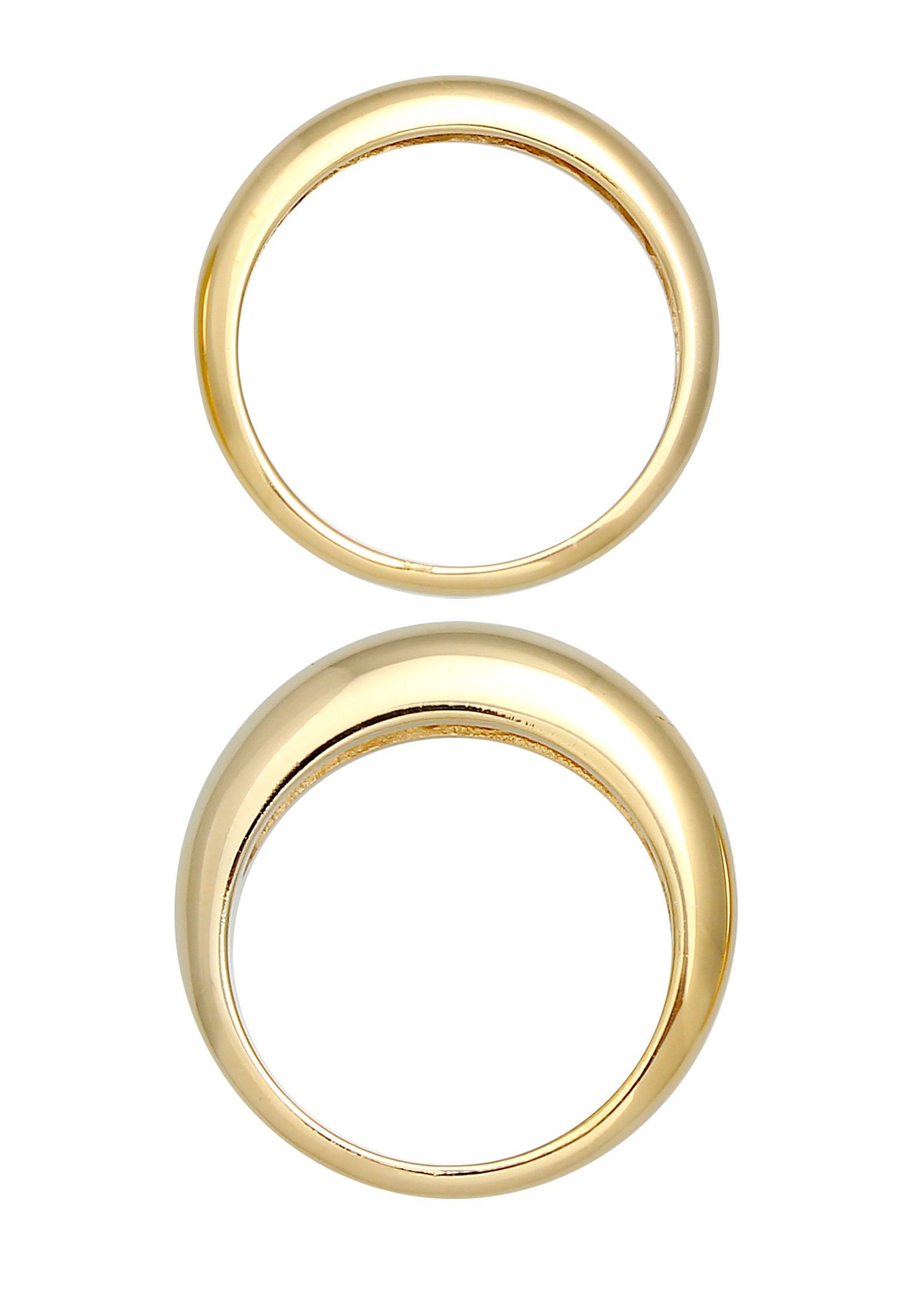 Elli Premium Ring-Set Bandring Basic Klares Design 2er Set 925 Silber, Ring Set
