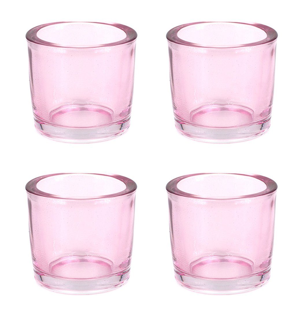 Creativery Teelichthalter, Teelichthalter Glas 6,5x6cm hellrosa 4er Set günstig online kaufen