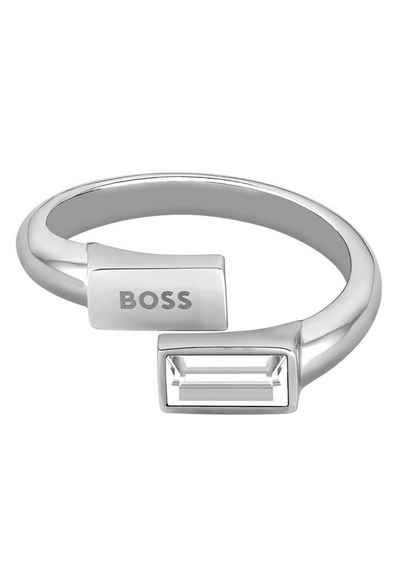 BOSS Fingerring Schmuck Edelstahl Fingerring Damenring CLIA, mit Glasstein