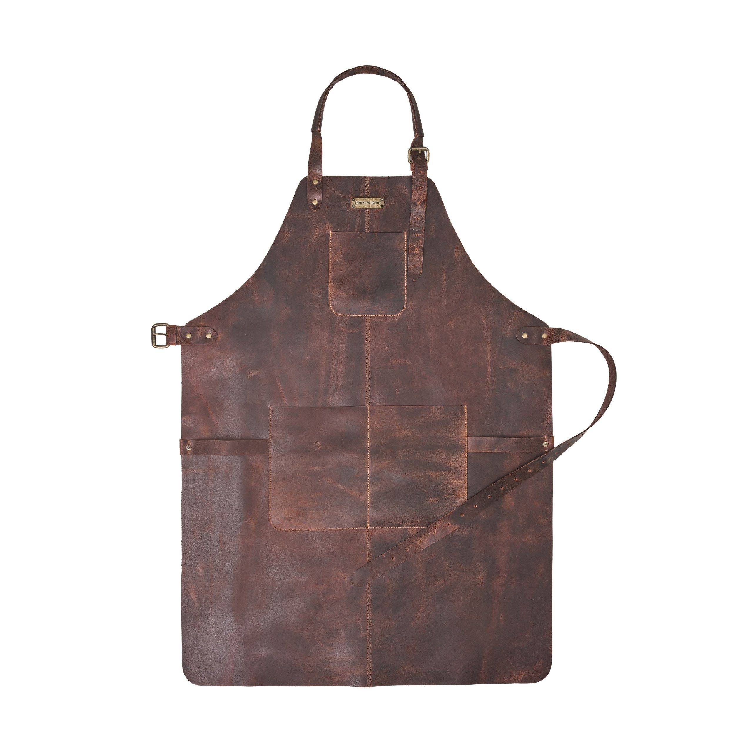 DRAKENSBERG Grillschürze Herren»Bob« (M-XL) Antik-Braun, Premium Leder-Kochschürze, Universalgröße, verstellbar von M-XL