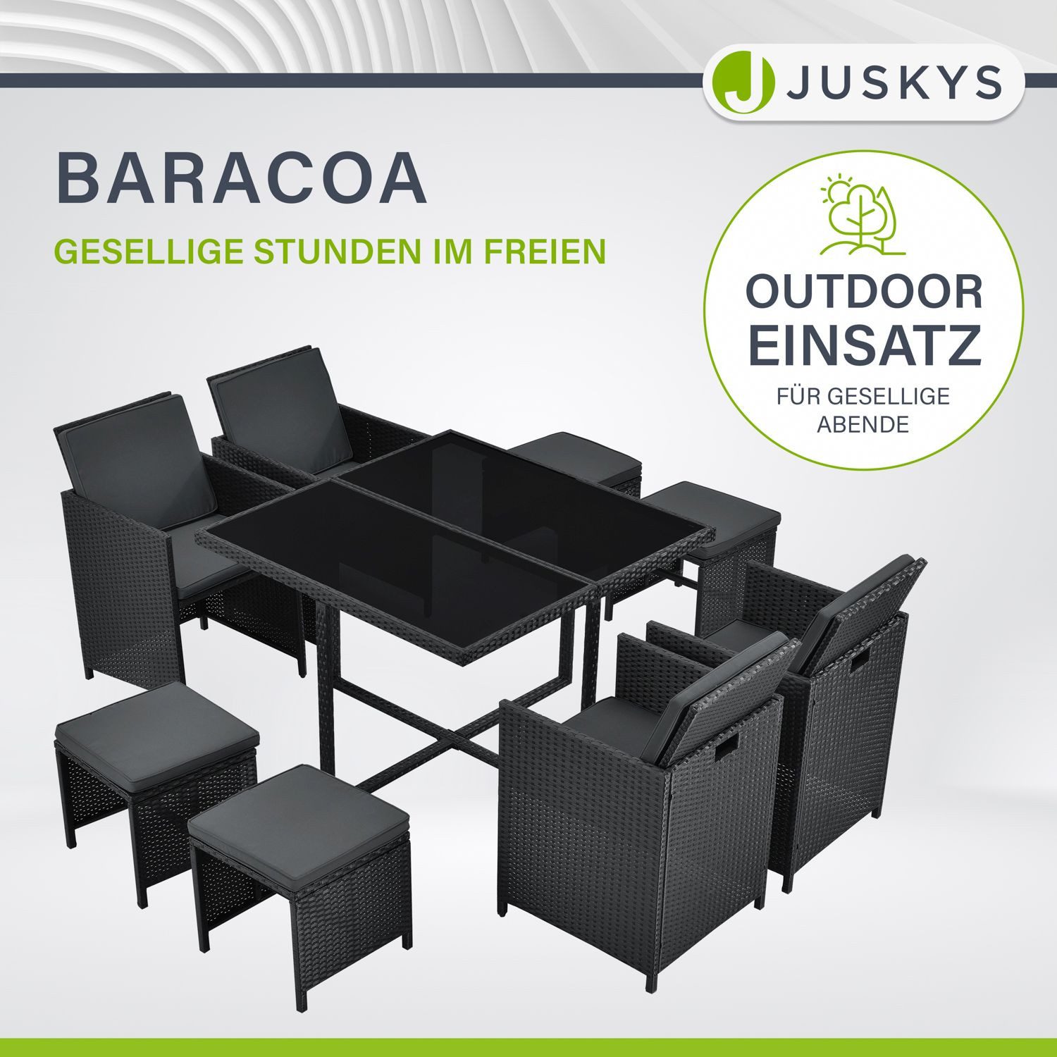 Juskys Garten-Essgruppe Baracoa, (Sitzgruppe), Polyrattan Gartenmöbel günstig online kaufen