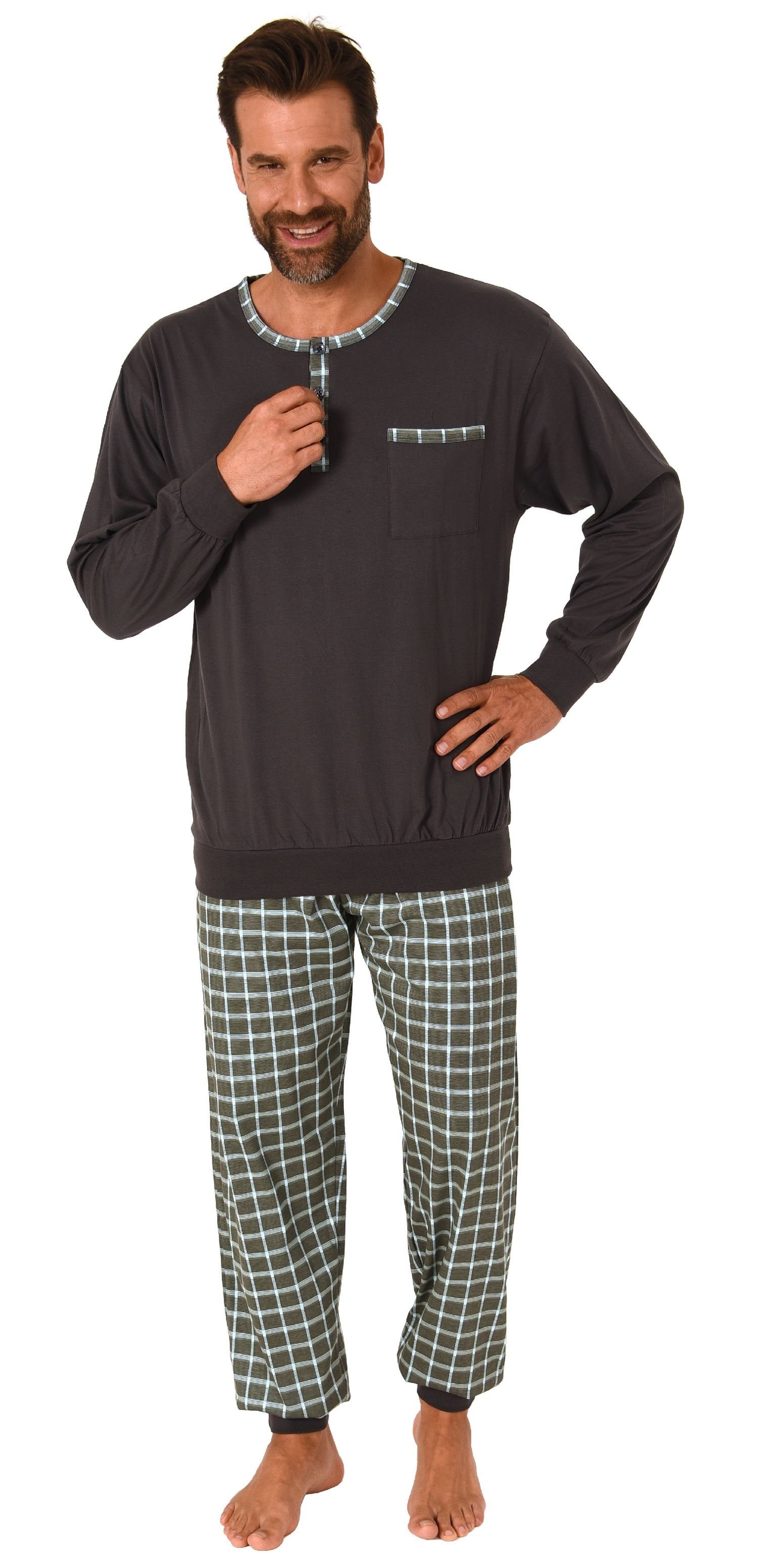 Normann Pyjama Herren Schlafanzug mit Bündchen günstig online kaufen