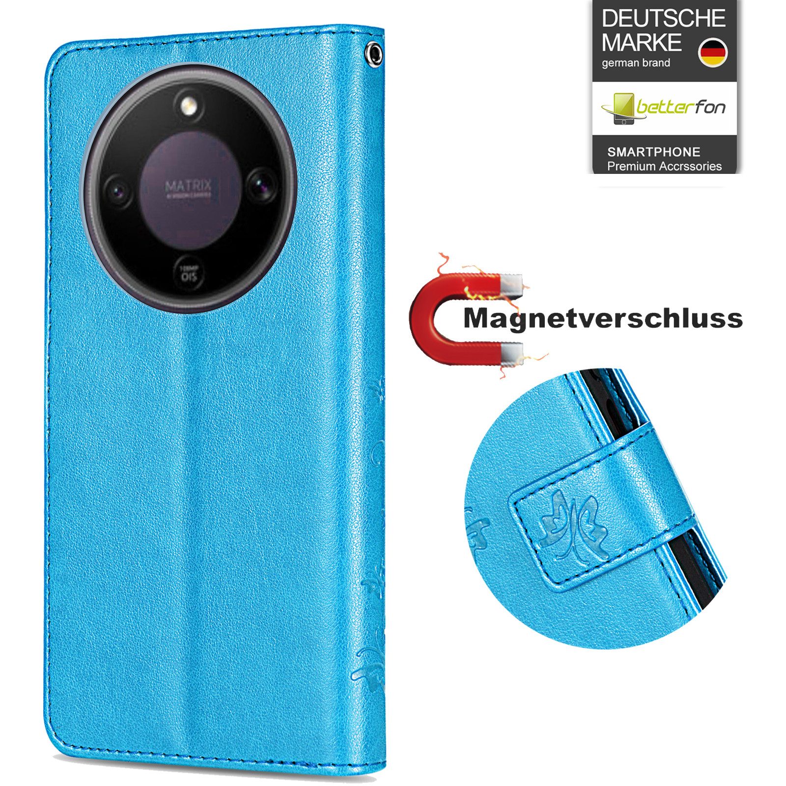 betterfon Handyhülle für Honor Magic 8 Lite Hülle Klapphülle Wallet Case Flip Cover Tasche, Klapptasche mit Magnetverschluss 3 Kartenfächer & Standfunktion – Bild 2 von 5