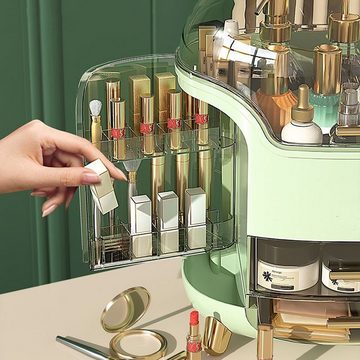 TWSOUL Make-Up Organizer Kosmetik-Aufbewahrungsbox mit großem Fassungsvermögen, mit zwei Schubladen, Antirutschmatte aus Silikon, tragbar