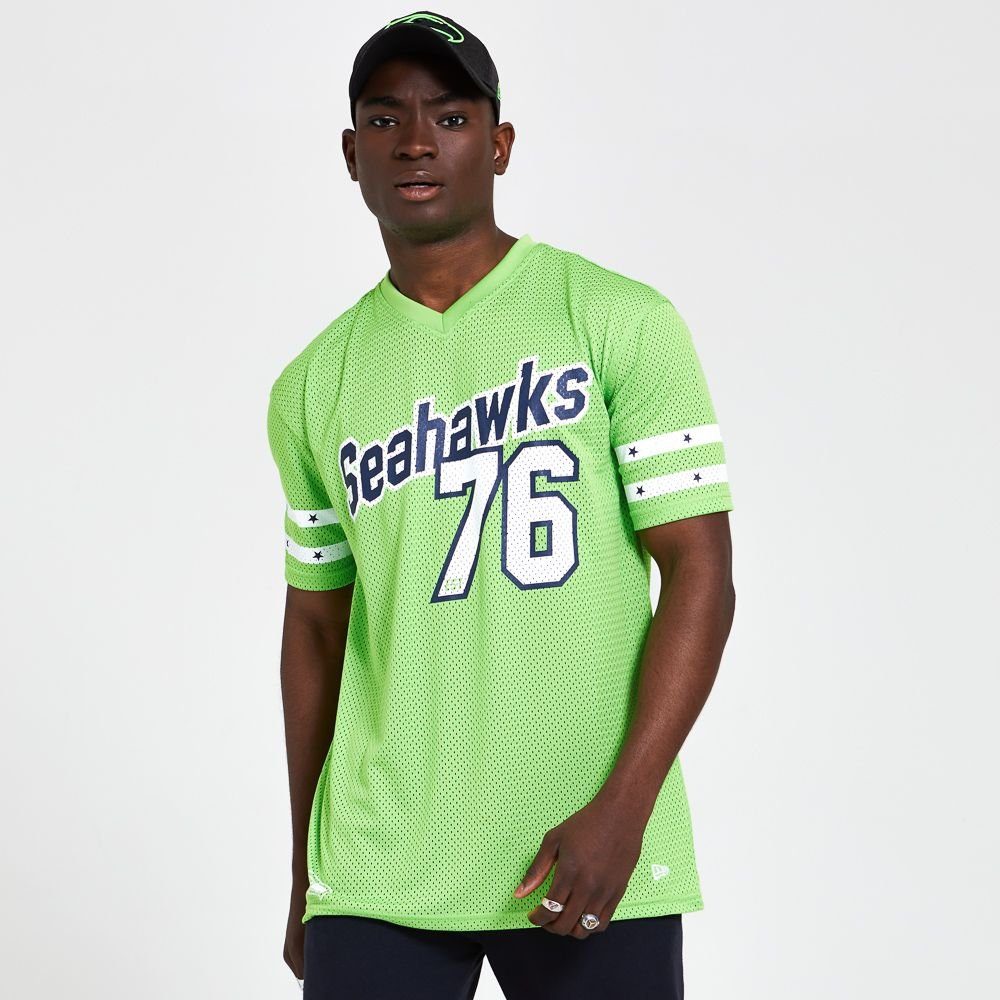 New SEAHAWKS Tee Era Oversized Stripe Print-Shirt Era New Sleeve NFL T-Shirt SEATTLE