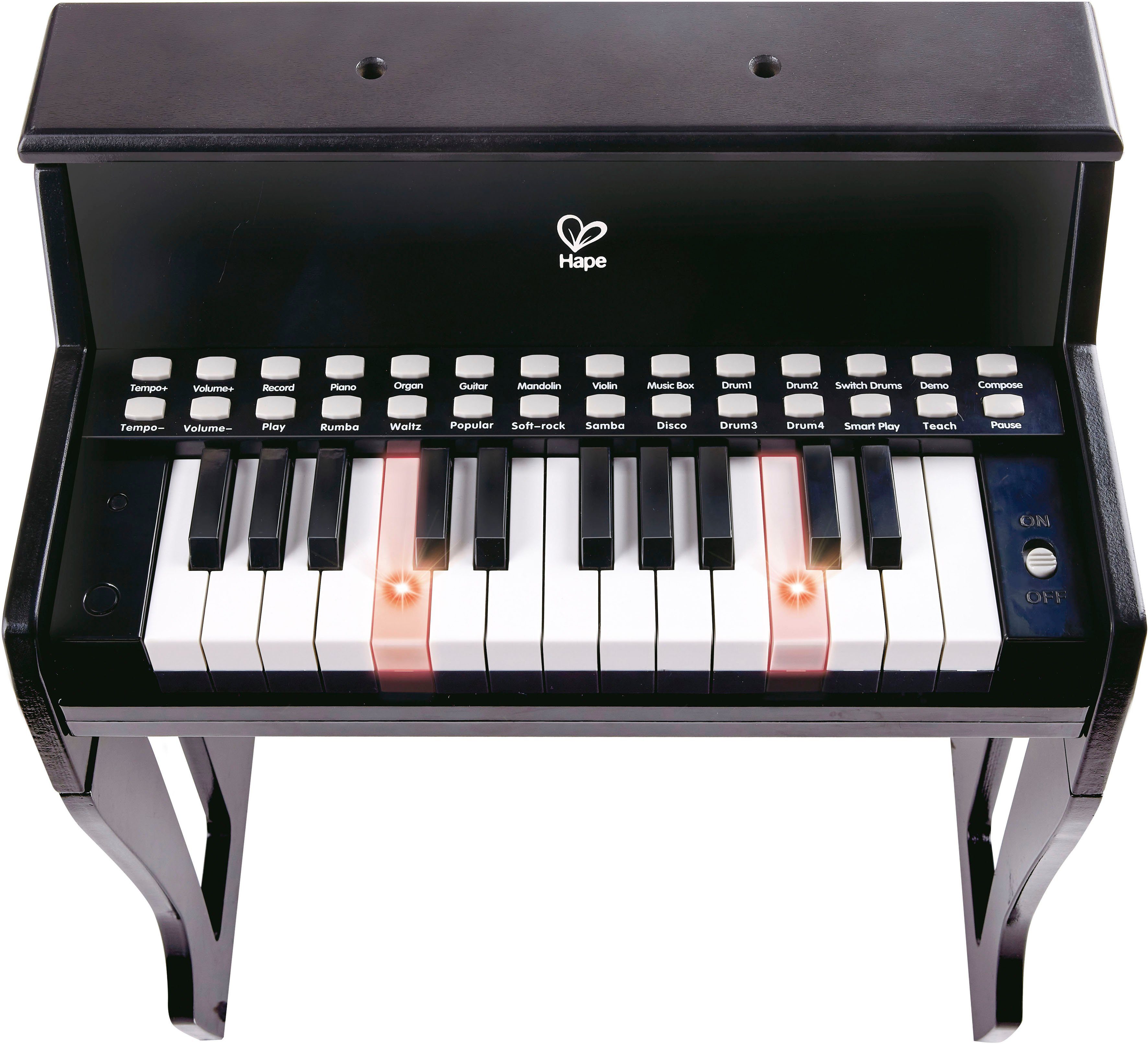 Hape Spielzeug-Musikinstrument Leuchttasten-Piano mit Hocker günstig online kaufen