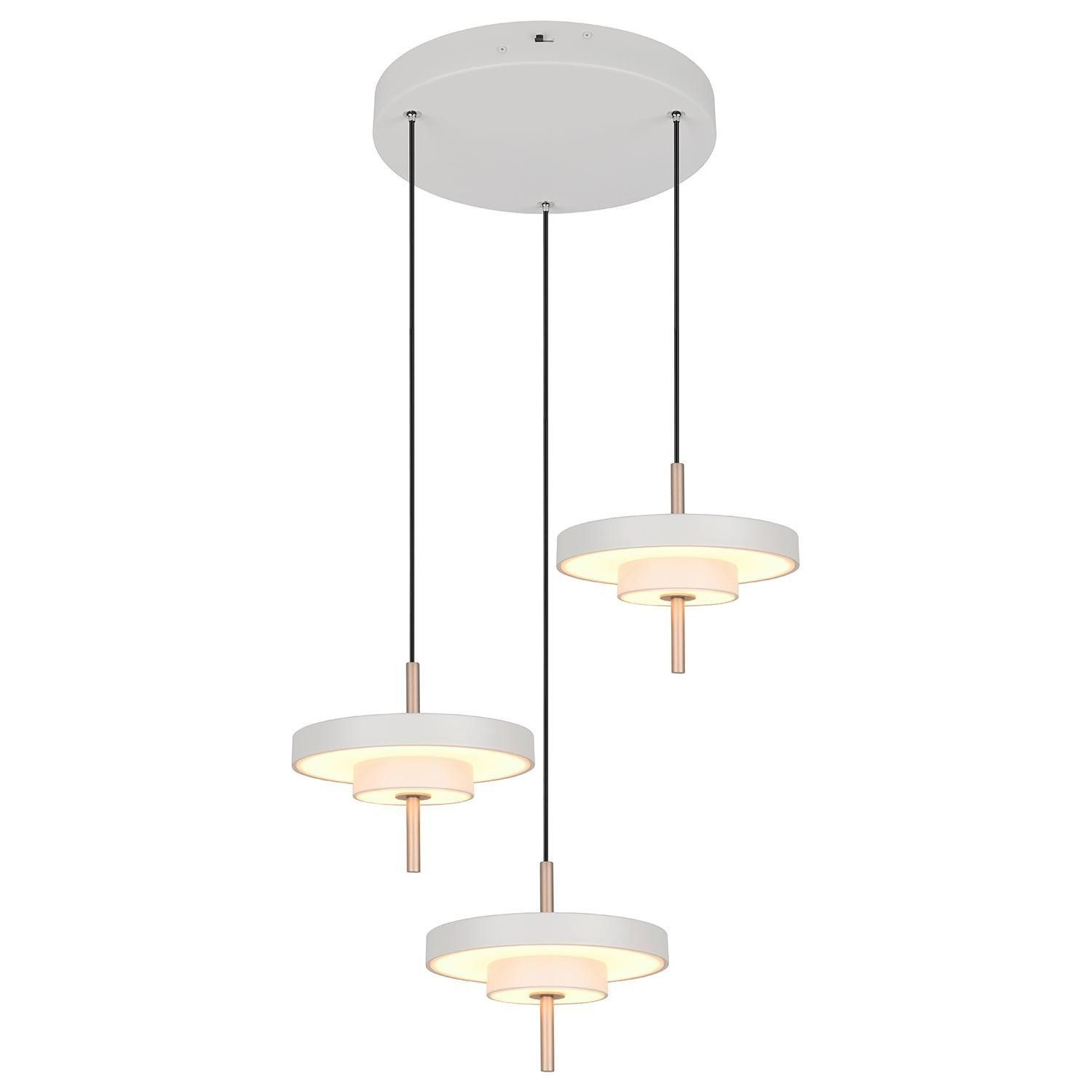 TRIO Leuchten LED Pendelleuchte KEATON, 3-flammig, Braun, Grau, Metall, Anp günstig online kaufen