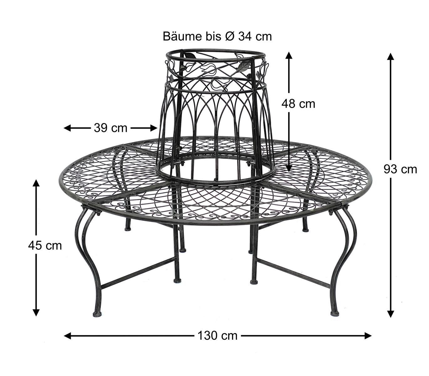 DanDiBo Rundbank Metall Wetterfest Braun Ø 130 cm Baumbank 96003 Gartenbank Parkbank, Eisenbank