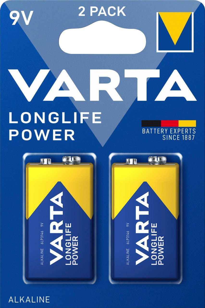 LONGLIFE V 2 VARTA St), 6LP3146 2 (9 Alkaline, 9 V, Batterie, für Stück Power Feuermelder E-Block ideal
