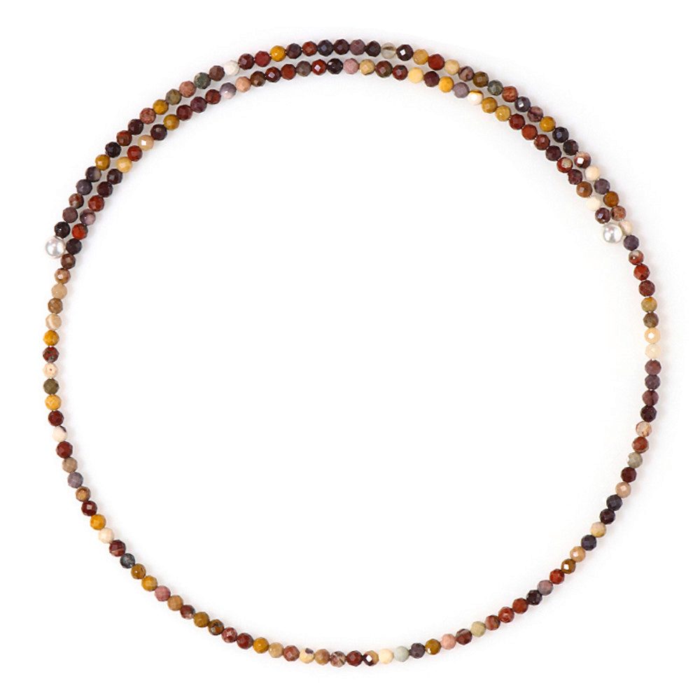 Cavill Halsreif Mookait Stahlhalsreif 26,9 ct mit weißen Süßwasserperlen 31,5 cm (1-tlg)