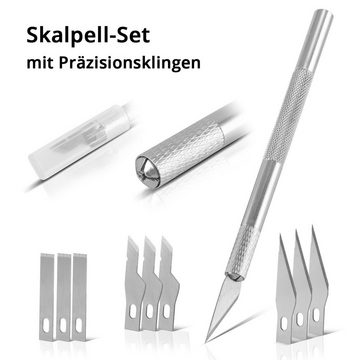 STAHLWERK Messerklinge STAHLWERK Profi-Skalpell-Set 10-teilig, Voll-Aluminium-Cuttermesser / (Packung), Bastelmesser mit verschiedenen Präzisionsklingen
