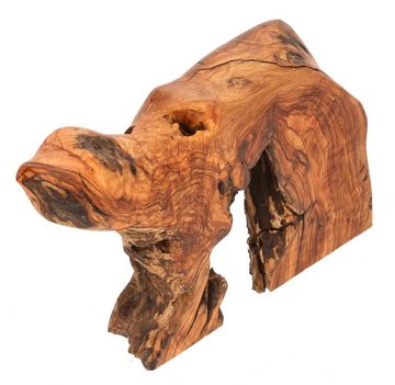 Lantelme Dekofigur 3D Holz Bär 29cm x 15cm x 5cm Olivenholz Tischdekoration, Massivholz, Einzelstück