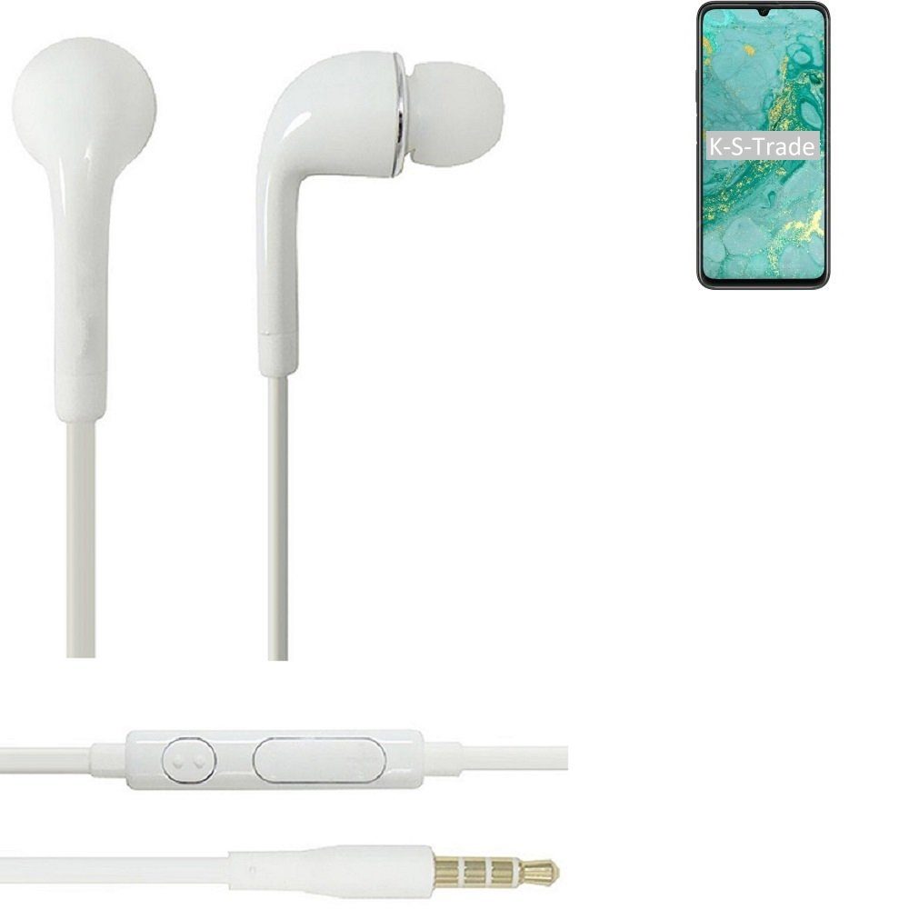 Y60 u für K-S-Trade nova Huawei In-Ear-Kopfhörer (Kopfhörer mit Headset weiß Lautstärkeregler Mikrofon 3,5mm)