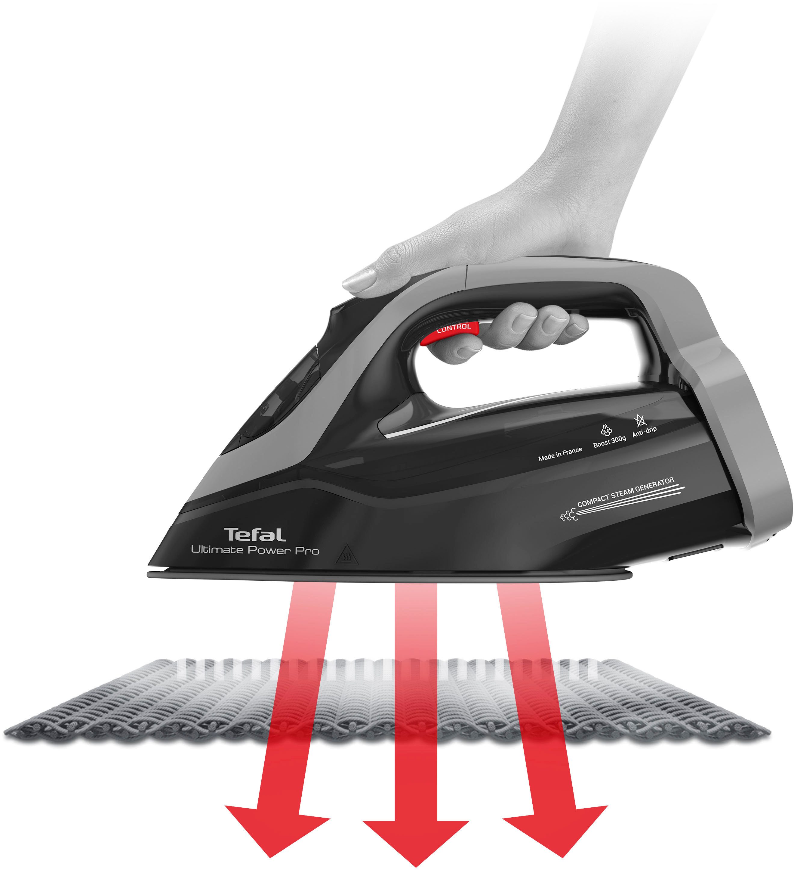 Tefal Dampfbügeleisen FV9E50 Ultimate Power Pro, 3200 W, 85 g/Min. kontin. Dampfabgabe, 300 g/Min. Dampfstoß, selbstreinigend