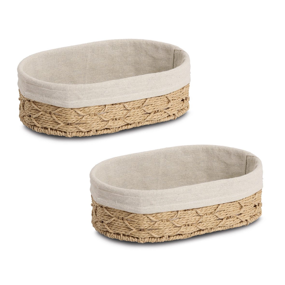 Zeller Present Brotkorb Frühstückskorb, 2er Set, Naturfaser, (Set, 2-tlg), mit Beutel, Papiergeflecht/Baumwolle, ca. 30x20x9 cm