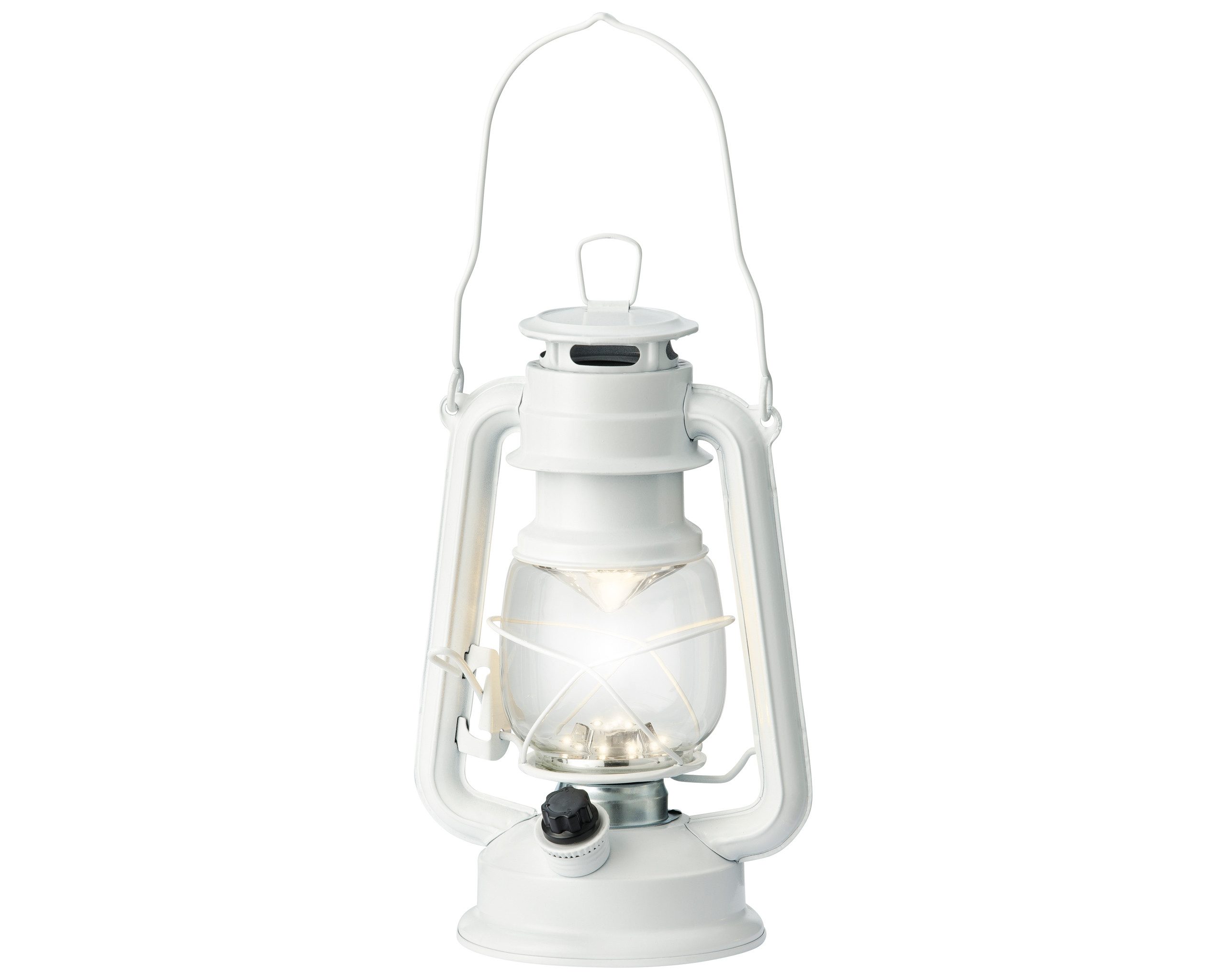 Lumineo LED Laterne, Dauerlicht, warmweiß, LED Laterne Batteriebetrieb 11,5x24,5cm Glas Metall Weiß / Warmweiß