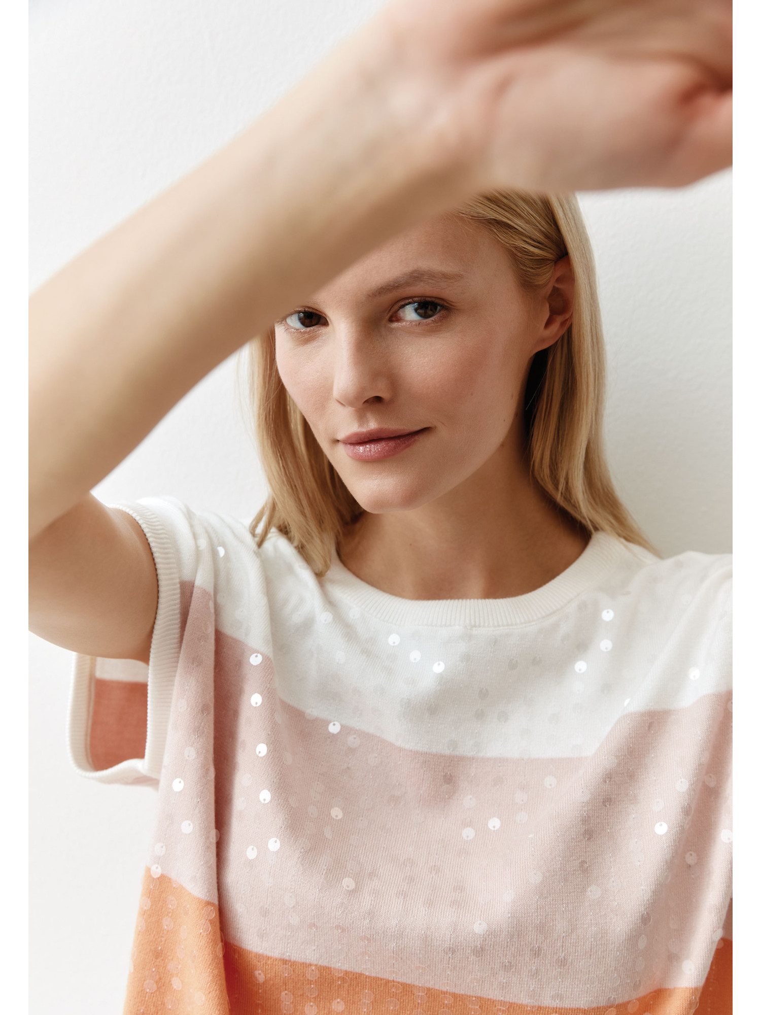 MORE&MORE Rundhalspullover Blockstreifenpullover günstig online kaufen