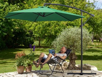 Kingsleeve Sonnenschirm, 300 cm Leichtgängiges Kurbelsystem Individuell Neigbar Kippbar Wasserabweisend Windöffnung für stabilen Stand Robustes Aluminium Stabile Verstrebungen Ampelschirm Gartenschirm Terrassenschirm