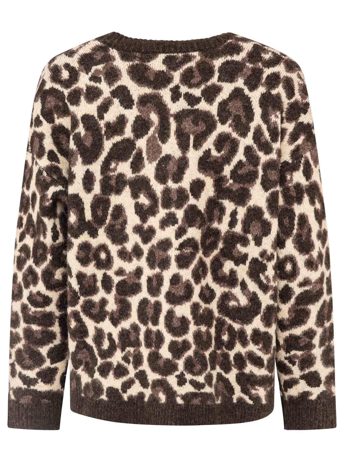 Zwillingsherz Cardigan "Leo Love" Herzknöpfe, Leomuster, unifarbene Kanten, oversize, Logopatch – Bild 4 von 5