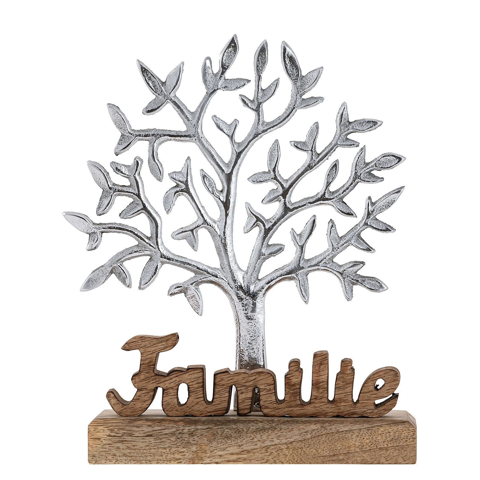 Amagohome Dekofigur Lebensbaum mit Schriftzug Familie Holzfigur 20x27cm Dek günstig online kaufen