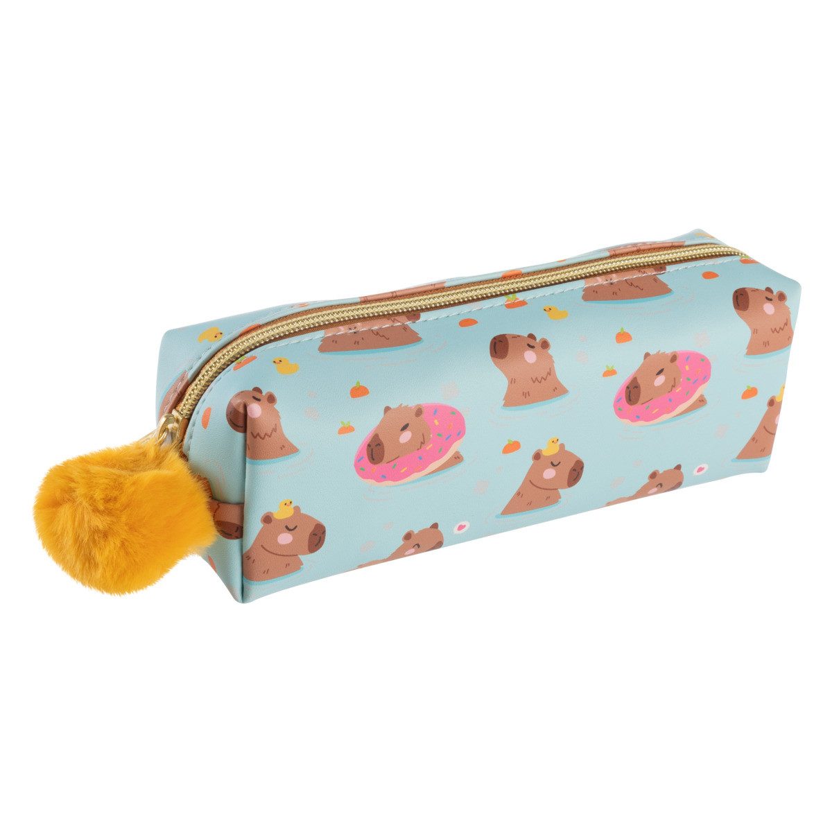 Idena Federmäppchen Idena Schlamper Fluffy Capybara blau 205x60x70mm Verschluss mit Pompom