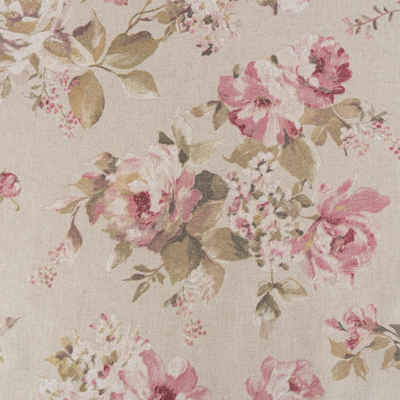 SCHÖNER LEBEN. Stoff Dekostoff Leinenlook Classic Painted Rose Rosen natur rosa 1,40m Br, atmungsaktiv