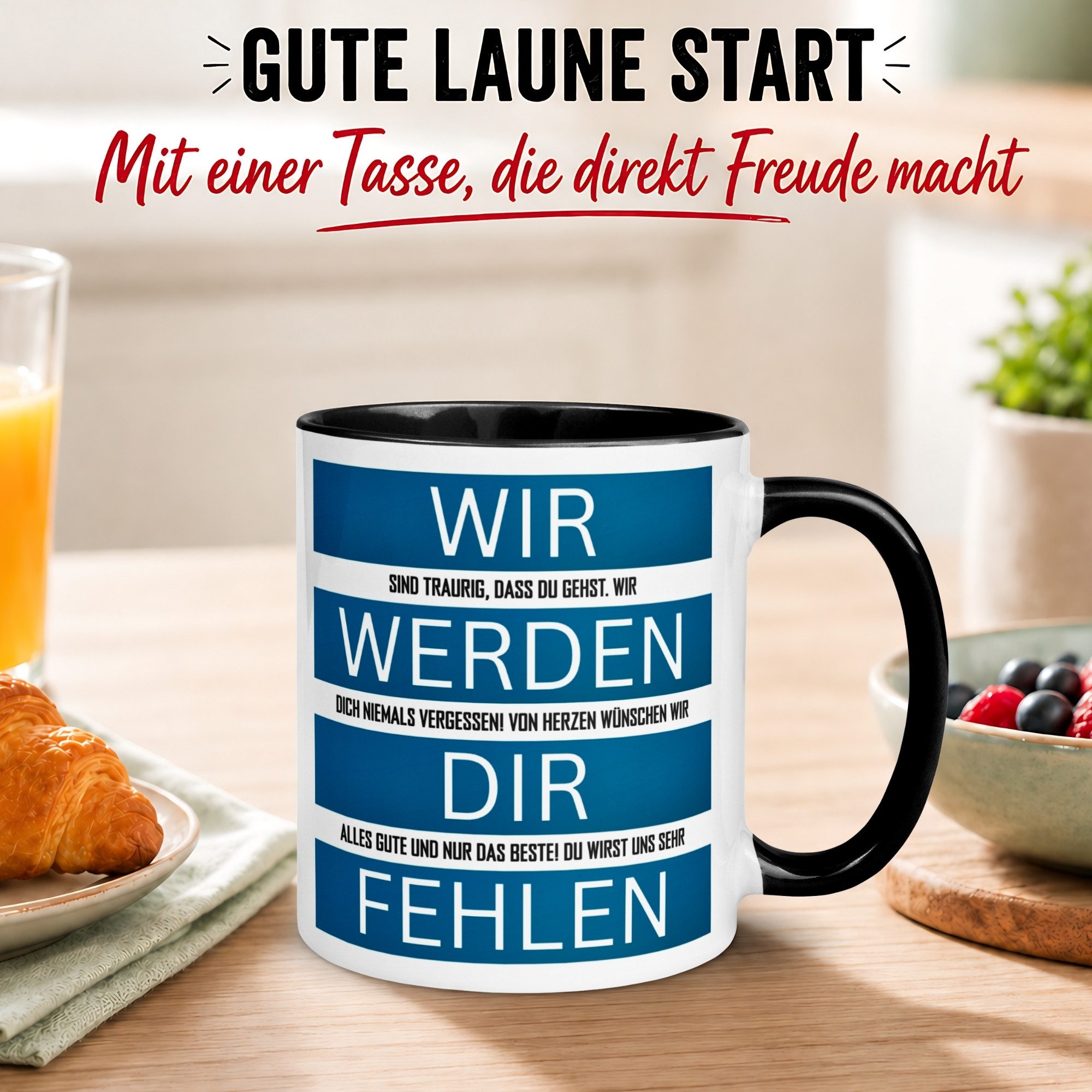 Momentals Tasse Wir werden dir fehlen - Abschiedsgeschenk Kollege Kollegin Kollegen, Gratis Versand · Links-&Rechtshänder · Spülmaschinenfest