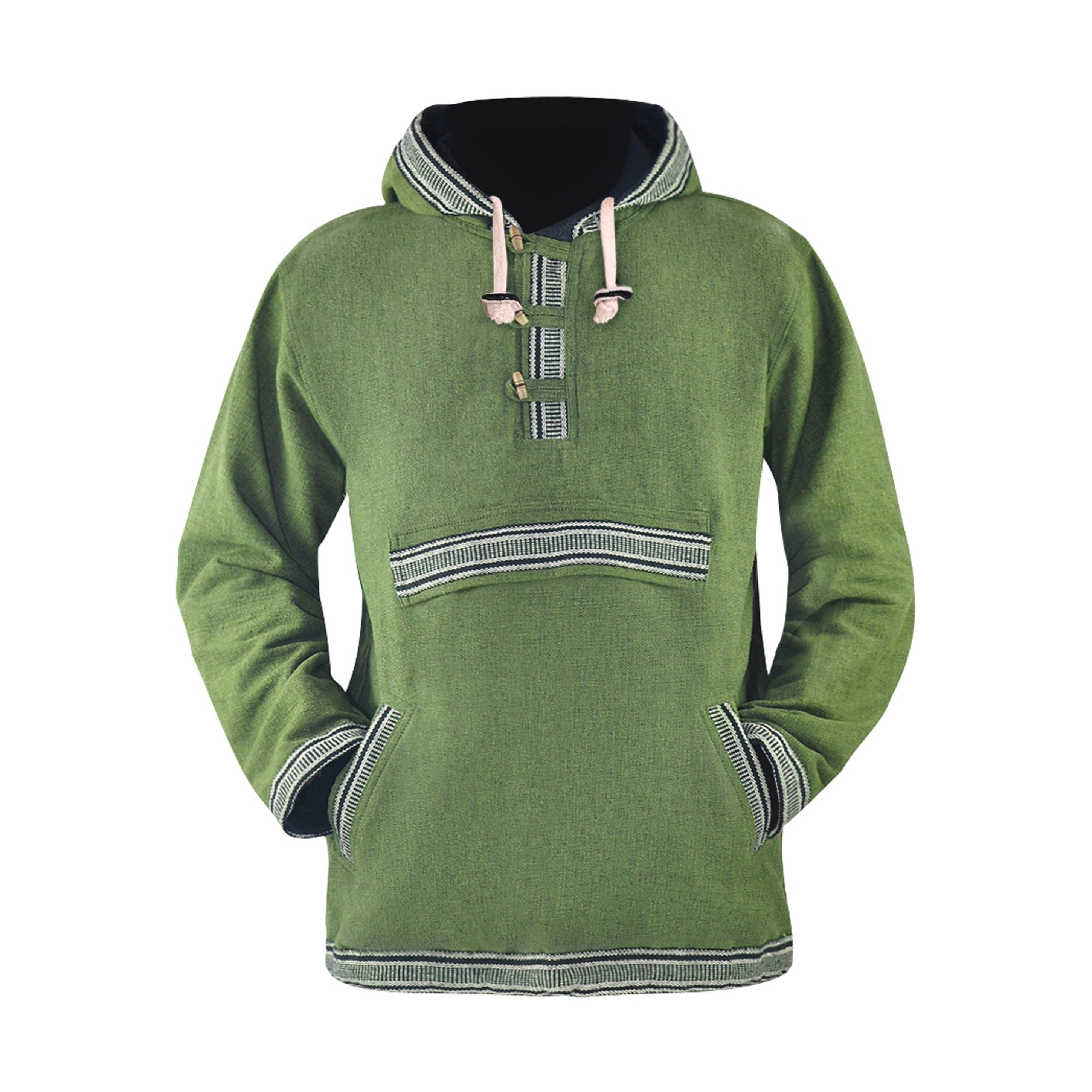virblatt Kapuzenpullover Damen & Herren Hoodie, Baumwolle Baja Hoodie Vintage Pullover Hippie bequeme Kapuze, 1 Reißverschlusstasche vorne & 2 Seitentaschen