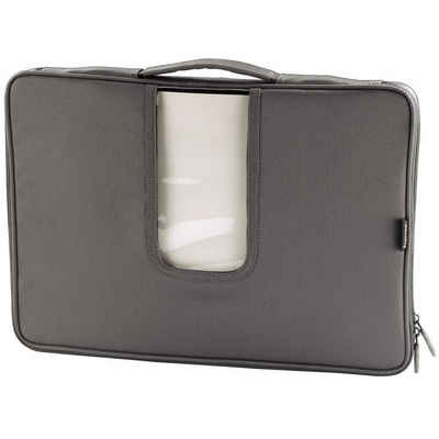 Hama Laptoptasche Notebook-Sleeve Vision Laptop-Tasche Case Grau, Gepolsterte Business Hülle, Dokumentenfach, Tragegriff, Notebook-Fach mit Reißverschluss passend für 17" 17,1" 17,3" Zoll Laptop