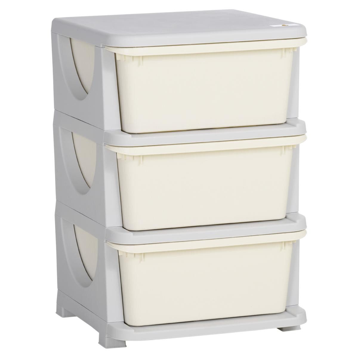 FELIXLEO Bücherregal Aufbewahrungsboxen für 3 Schubladen Kunststoff 37x37x56 5 cm Cremeweiß