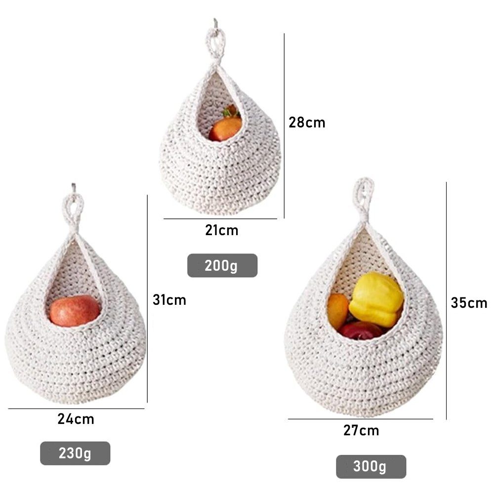 NUODWELL Hängekorb 3 Obstkorb Hängend Wandkorb, handgewebt Baumwollseil Auf günstig online kaufen
