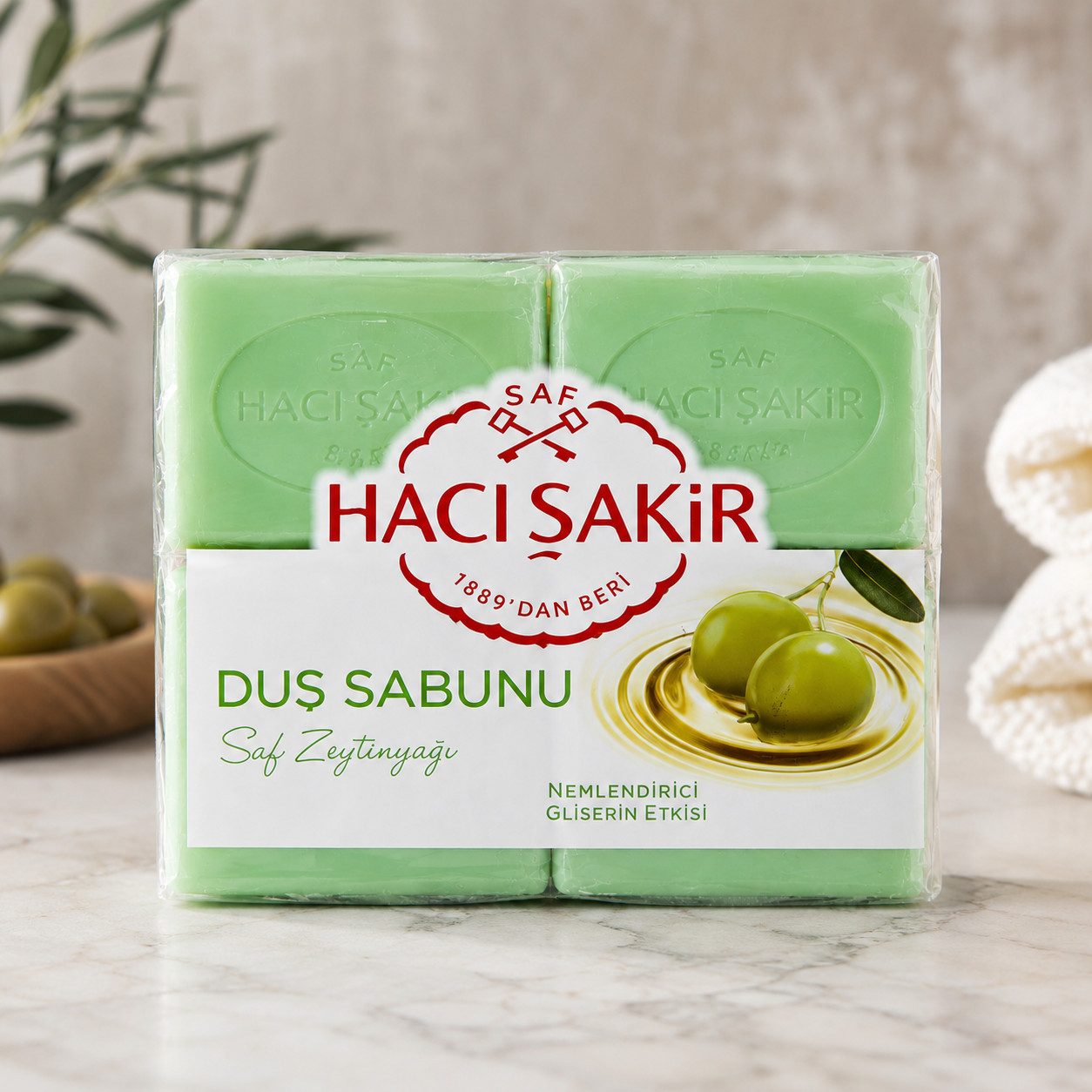 Haci Sakir Seifen-Set Pflegeseife »Haci Sakir« mit Olivenöl und Glycerin 4x125 g, 4-tlg., gut schäumend u. pflegend