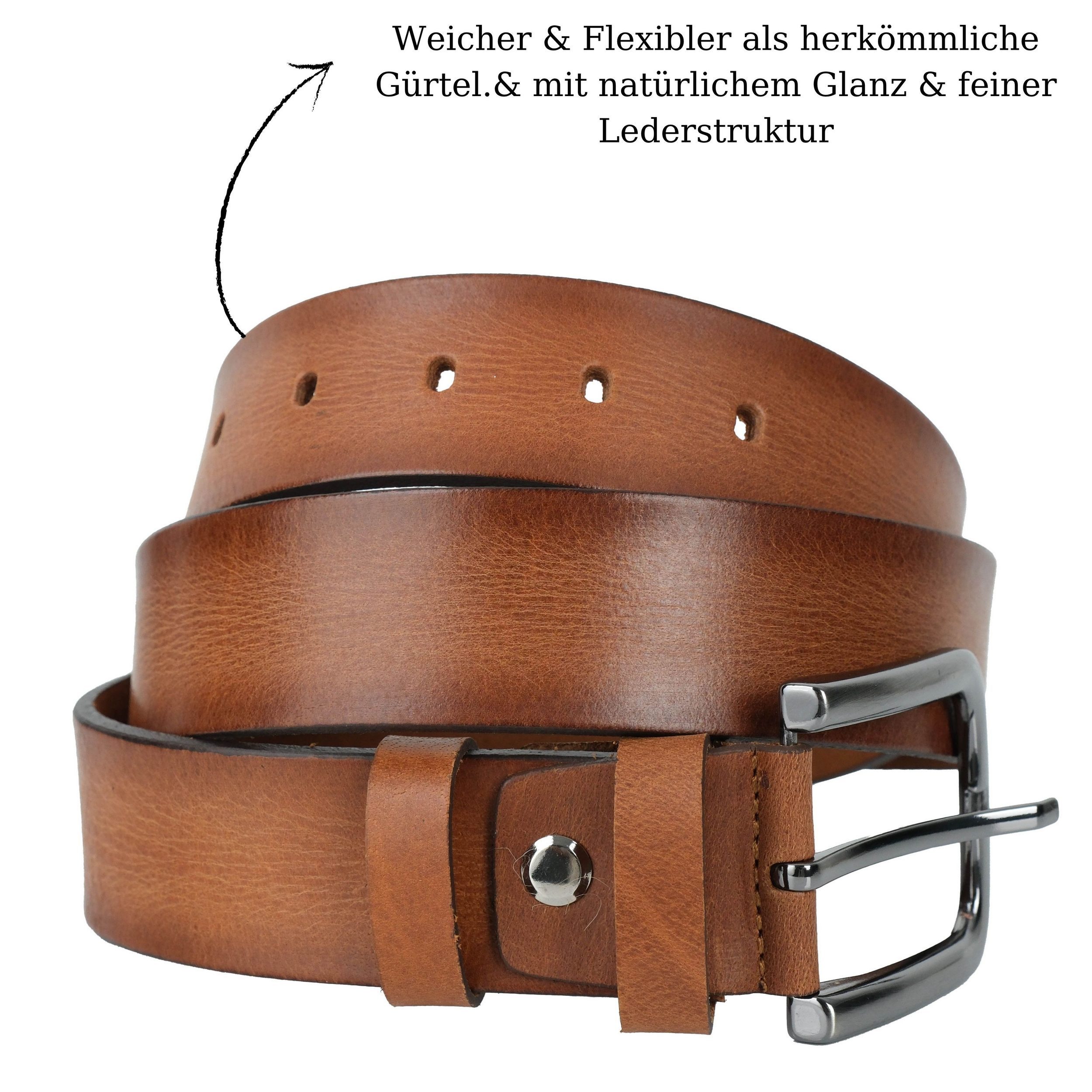 herémood Ledergürtel [Test SEHR GUT, Note 1.1] Herren Leder Gürtel 4cm Cognac-Schwarz 125cm (Schwarzer Gürtel Herren, hochwertig verarbeitet, kürzbar, 2-St., Robuster Ledergürtel für den Alltag, langlebig, stabil, pflegeleicht) Ledergürtel Herren Cognac & Schwarz – robust & edel, Herrengeschenk