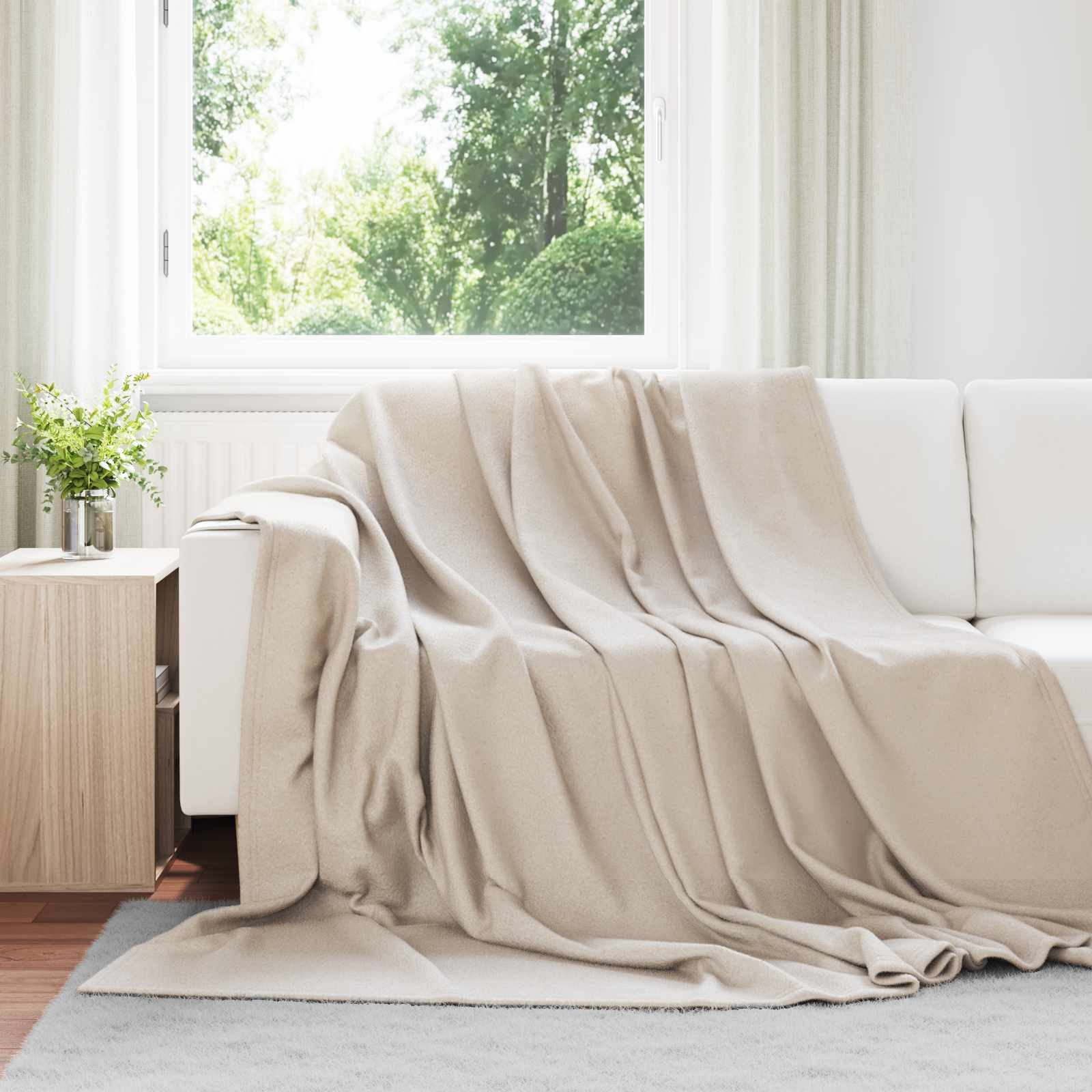 vidaXL Bettüberwurf Überwurfdecke Beige 240 x 220 cm Fleece
