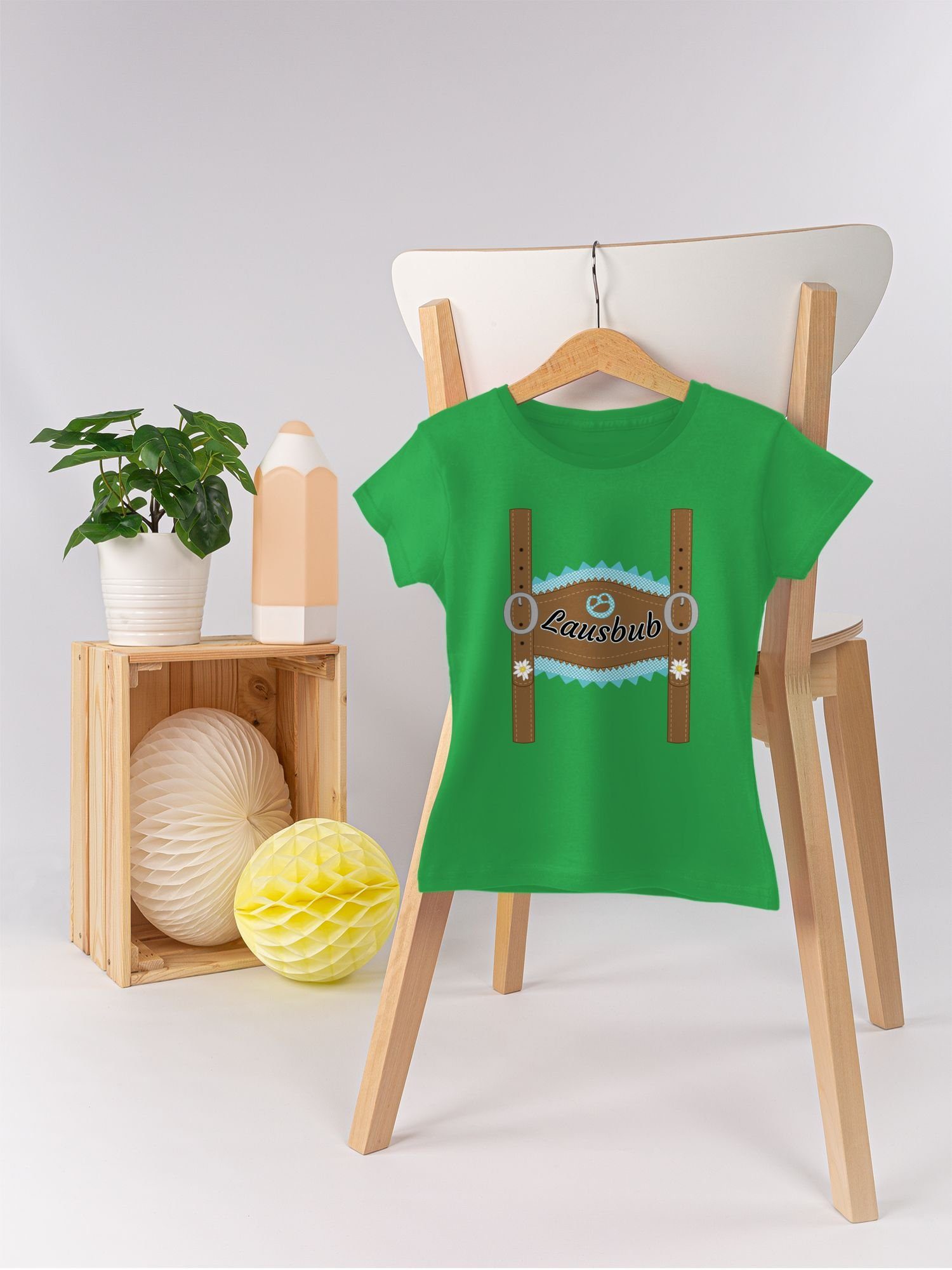 Grün Shirtracer Lederhose für Oktoberfest T-Shirt Kinder Mode Outfit Lausbub 3