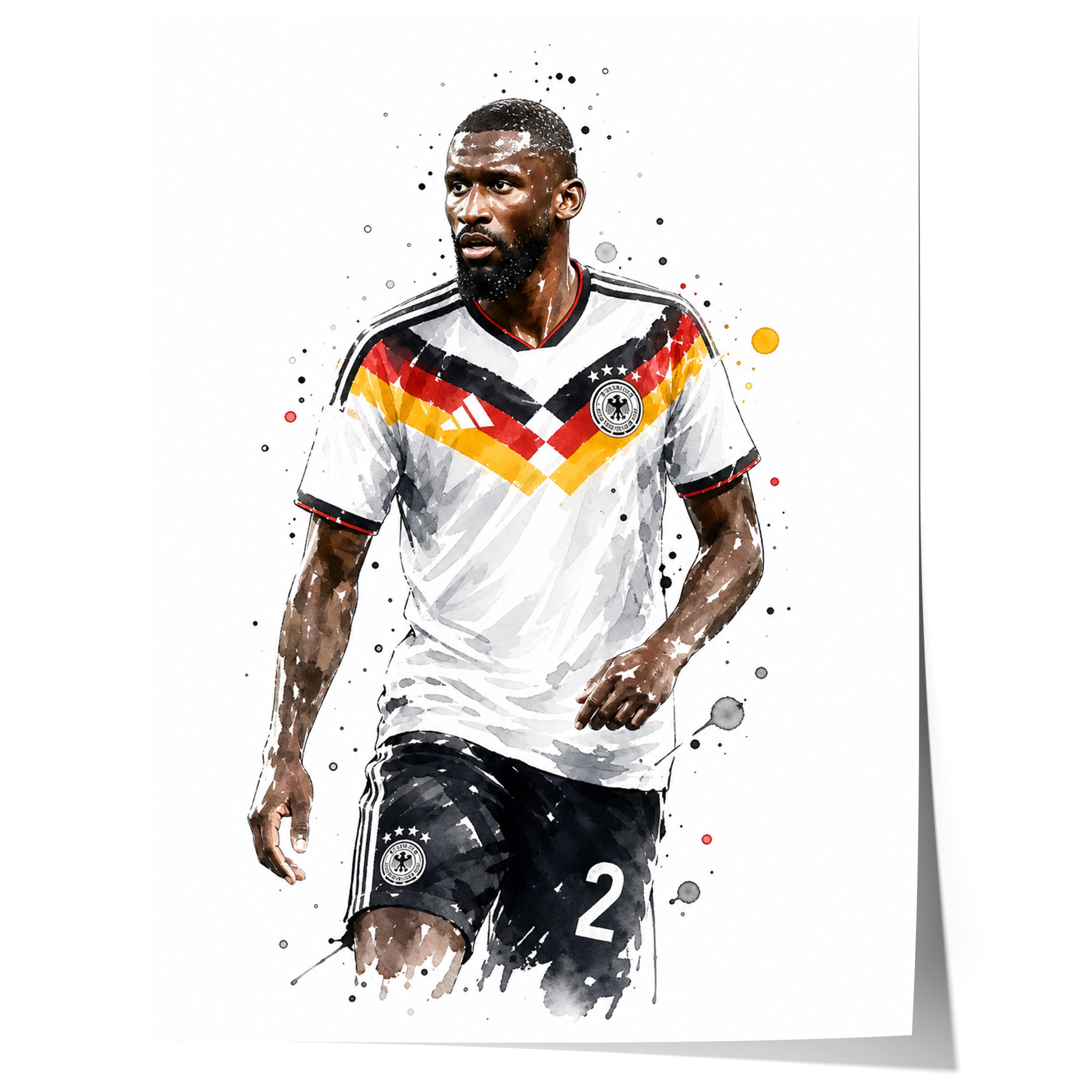 JUSTGOODMOOD Poster Deutschland Fussball Geschenkidee Aquarell Sport Wandbild Deko Print o, (1 St)