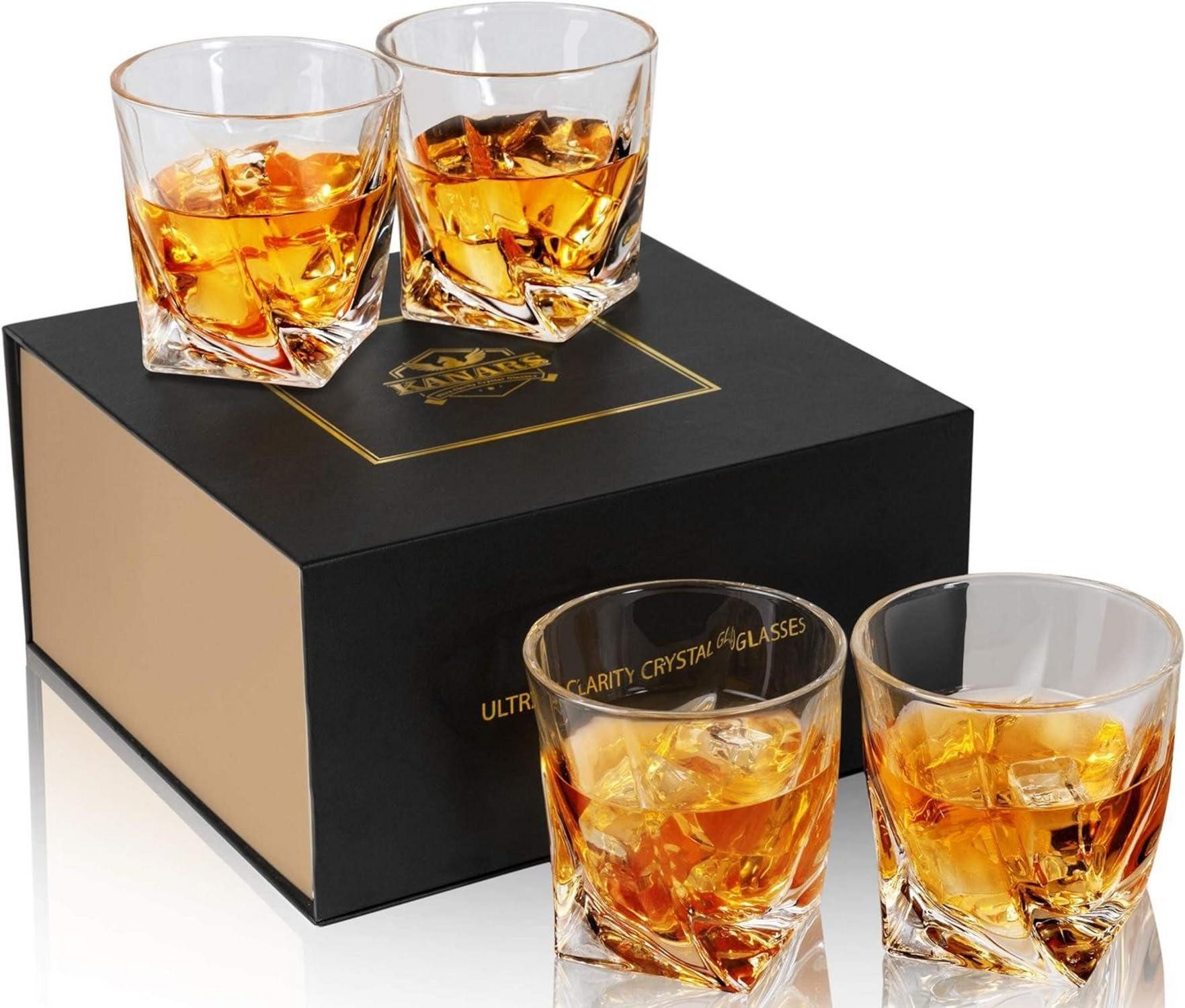 Whiskyglas Whiskey Gläser Set Kristallglas Geschenk 4-teilig 300 ml