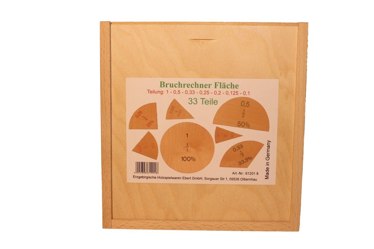Erzgebirgische Holzspielwaren Ebert GmbH Lernspielzeug Lernspielzeug Bruch -und Prozentrechner aus Holz BxHxT 20,5x19,5x4,5cm, Übungen für Rechnen in der Mathematik, mit Holzkasten