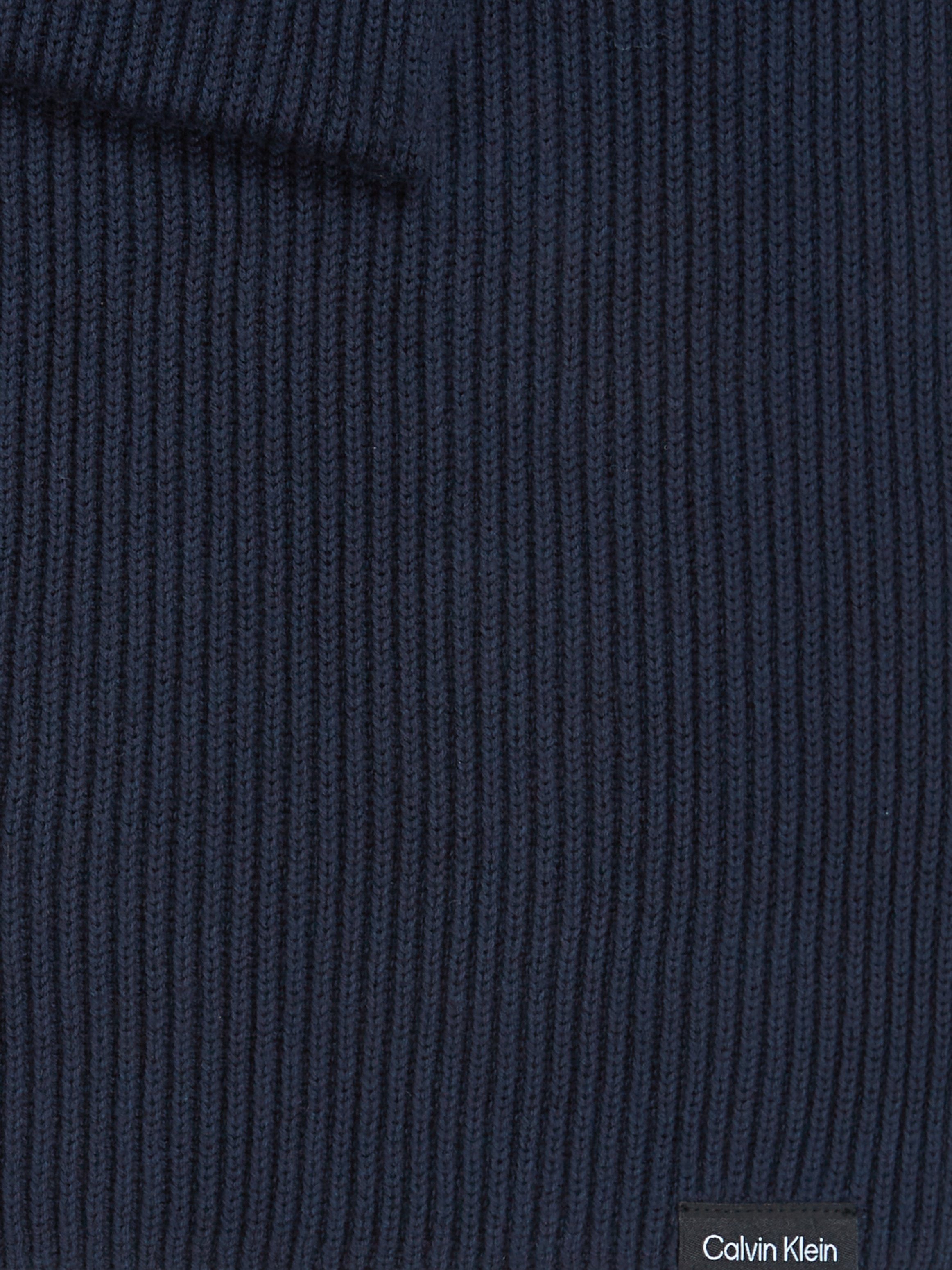 RIB CLASSIC SCARF, Schal COTTON Navy Calvin Klein Ck Markenlabel mit KNIT