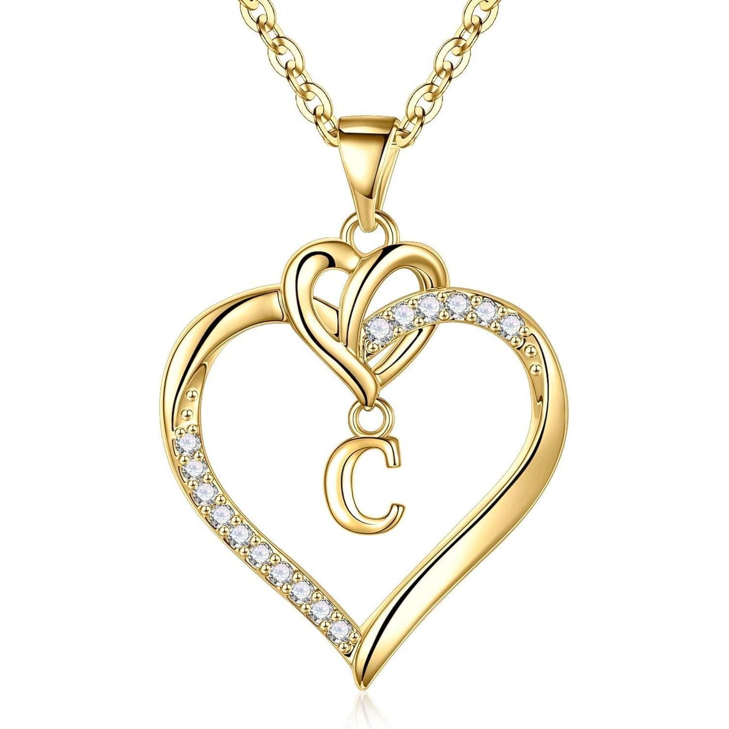 Herzkette Valentinstag Geschenke für Frauen - Herz Damen Halskette 14K Gold
