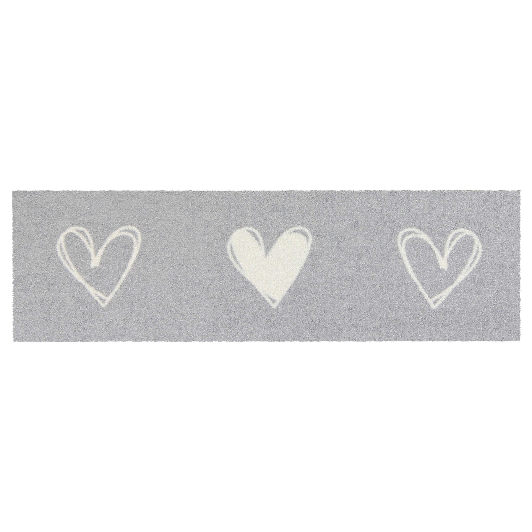 MOCAVI Fußmatte Läufer klein 30x100 Mat Schuhparkplatz Herzen grau, Läufer günstig online kaufen