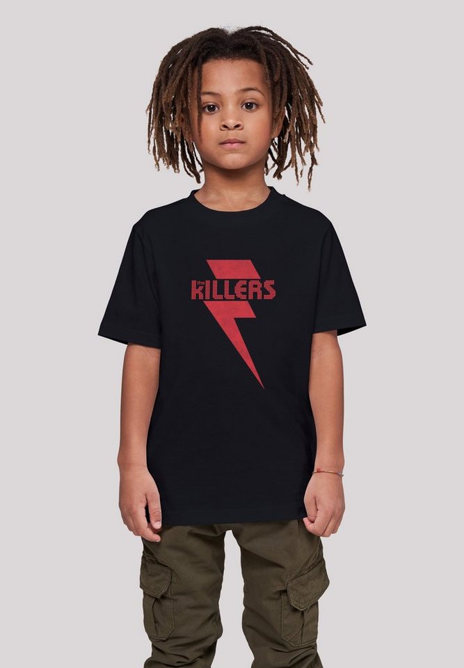 F4NT4STIC T-Shirt The Killers Rock Band Red Bolt Print, Das Model ist 145  cm groß und trägt Größe 145/152