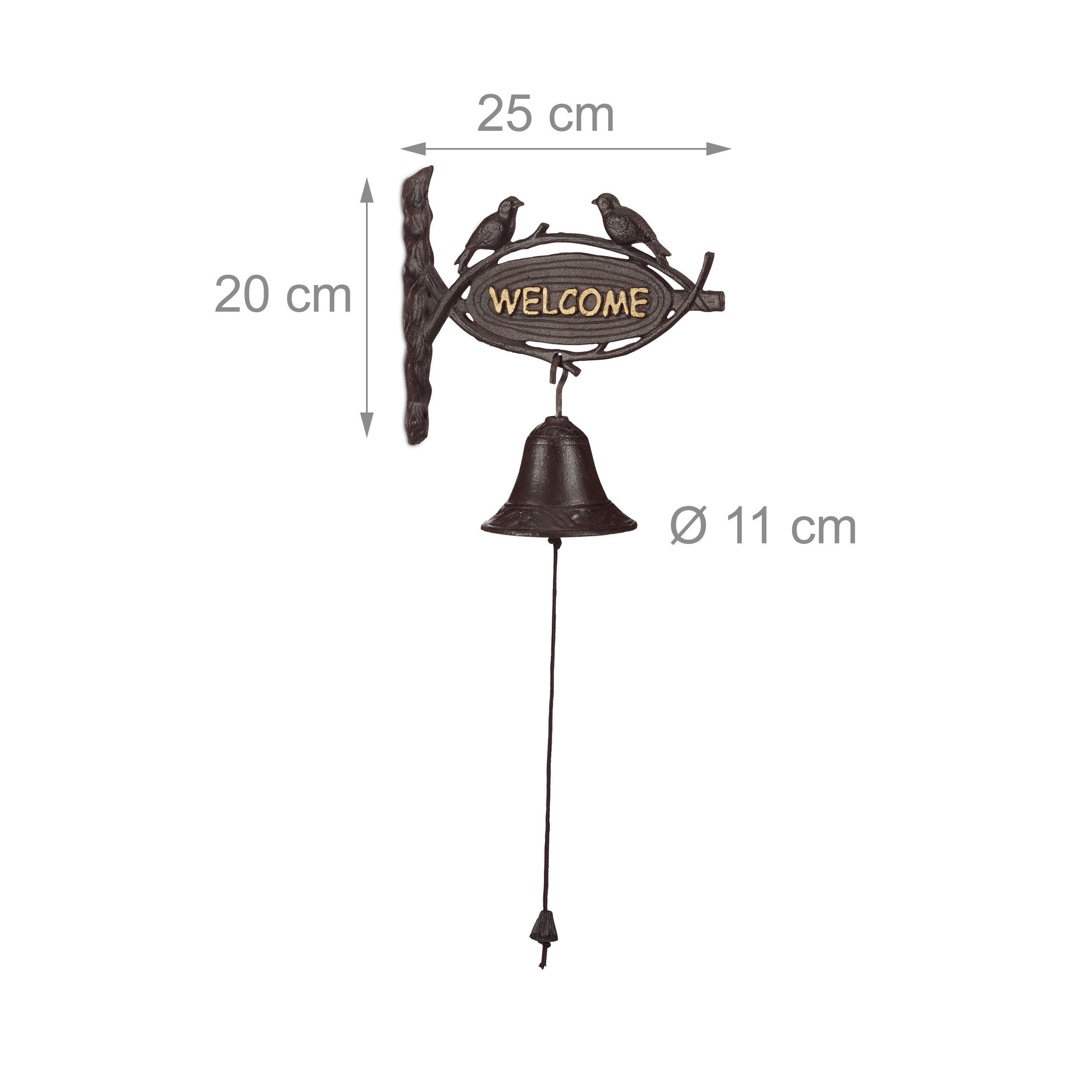 relaxdays Dekoobjekt 2 x Türglocke Gusseisen WELCOME (Set, 2 St., 2er Set)