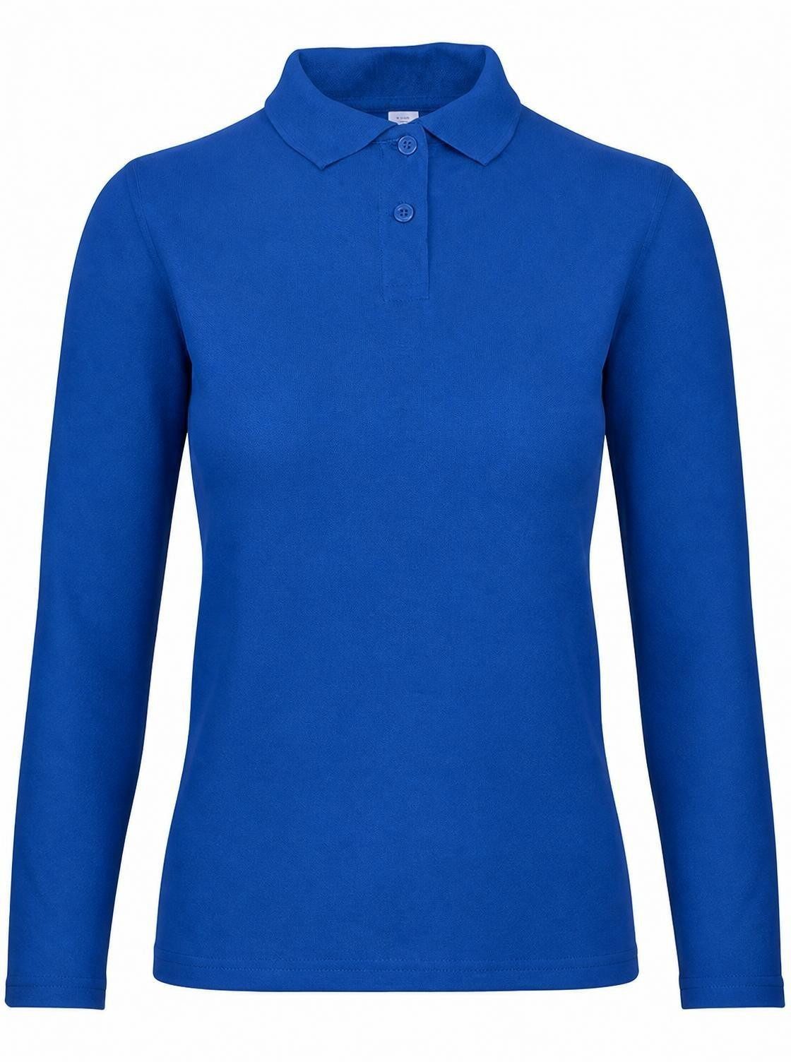 B&C Langarm-Poloshirt Damen Long Sleeve Polo ID.001 / 100 % Baumwollpiqué