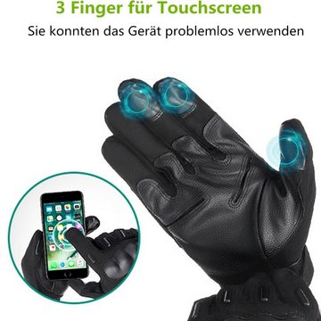 AUDEW Motorradhandschuhe Vollfinger Handschuhe Leder, Touchscreen Design