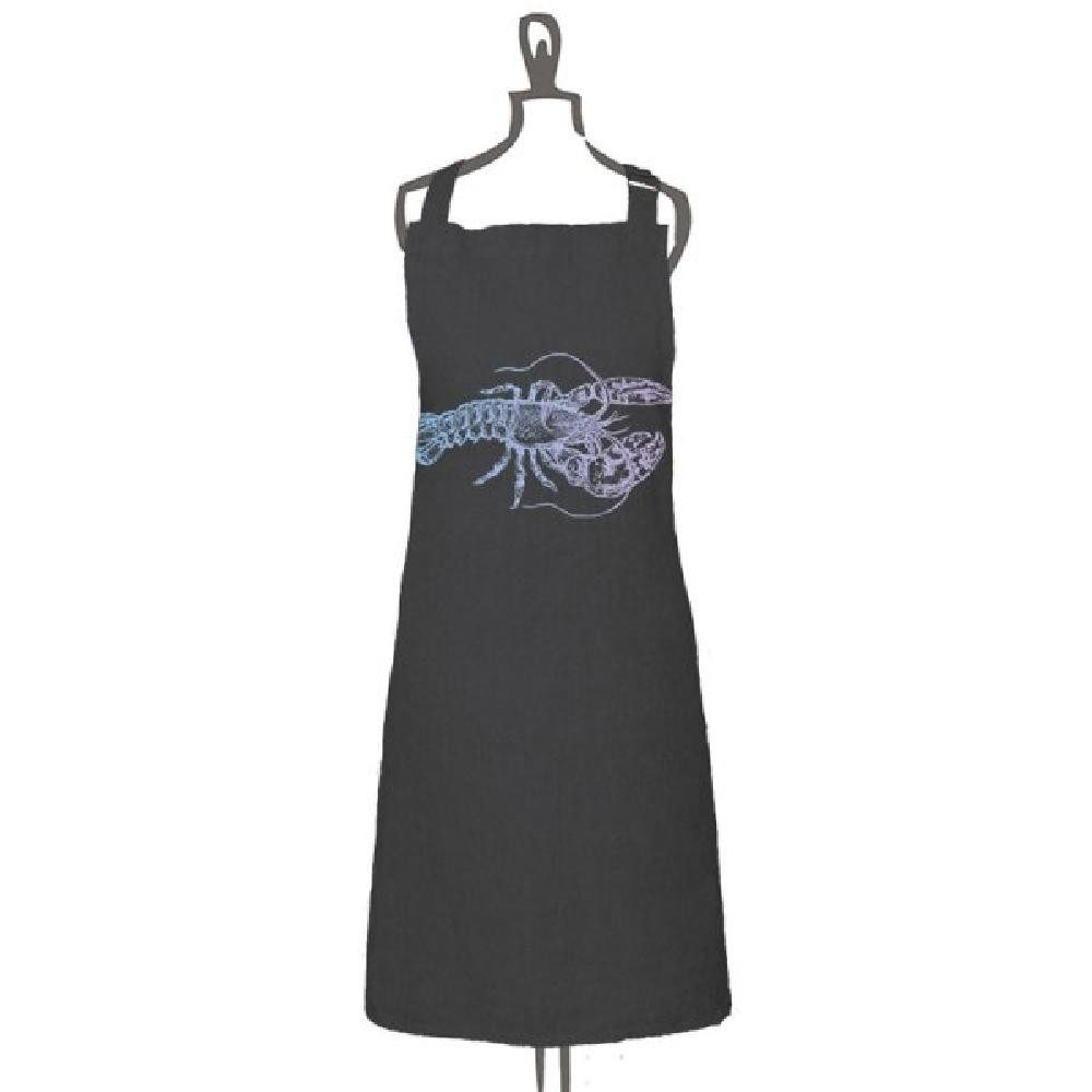 Frohstoff Kochschürze Schürze Leinen Anthrazit Hummer Irisdruck