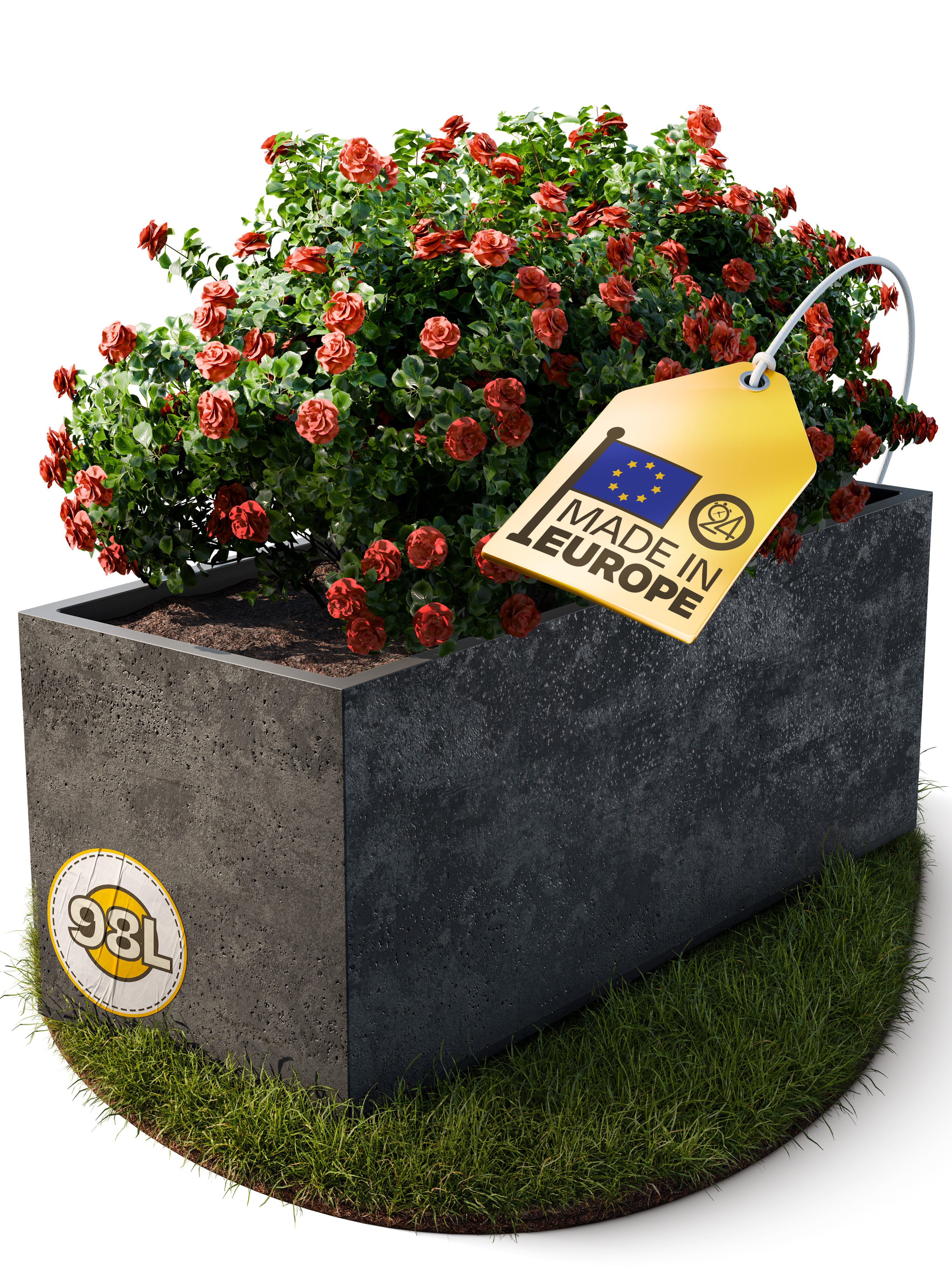 Pflanzkübel Blumenkübel Blumentopf Vulkan 100cm Vulkan/Basalt Optik