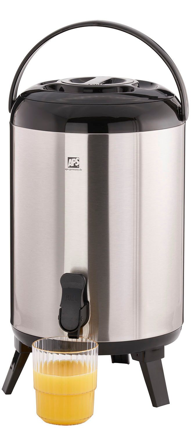 APS Getränkespender Iso-Dispenser, Edelstahl, für heiße und kalte Getränke, 9,5 Liter