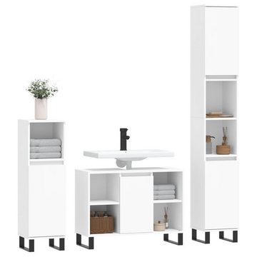 vidaXL Badezimmer-Set 3-tlg. Badmöbel-Set Weiß Holzwerkstoff, (3-St)