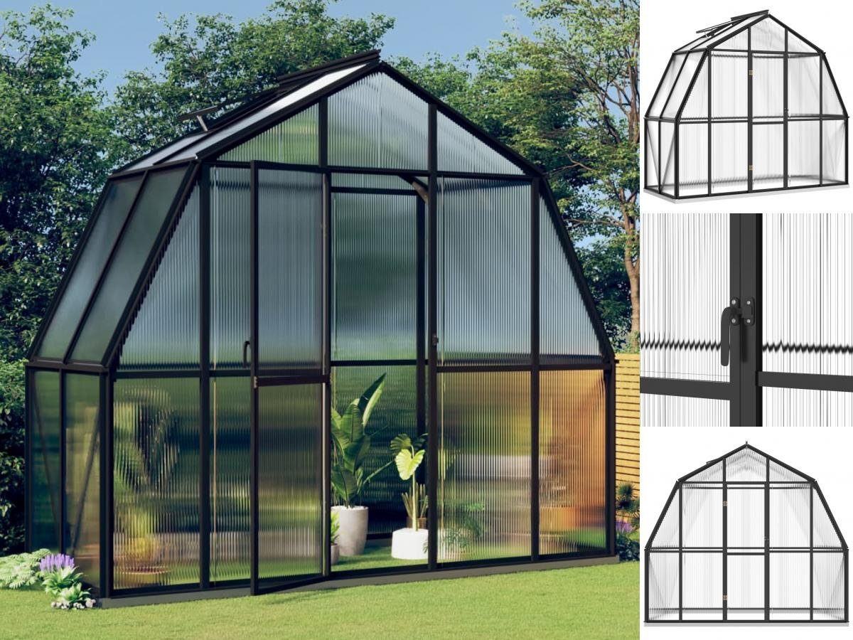 vidaXL Gewächshaus Gewächshaus mit Fundamentrahmen Anthrazit 3,3 m² Aluminimum